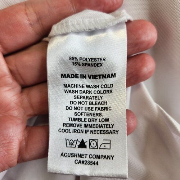 Footjoy Shirt Mens Large White Floral Trim Golf Polo Performance Clock Tower - Picture 13 of 16